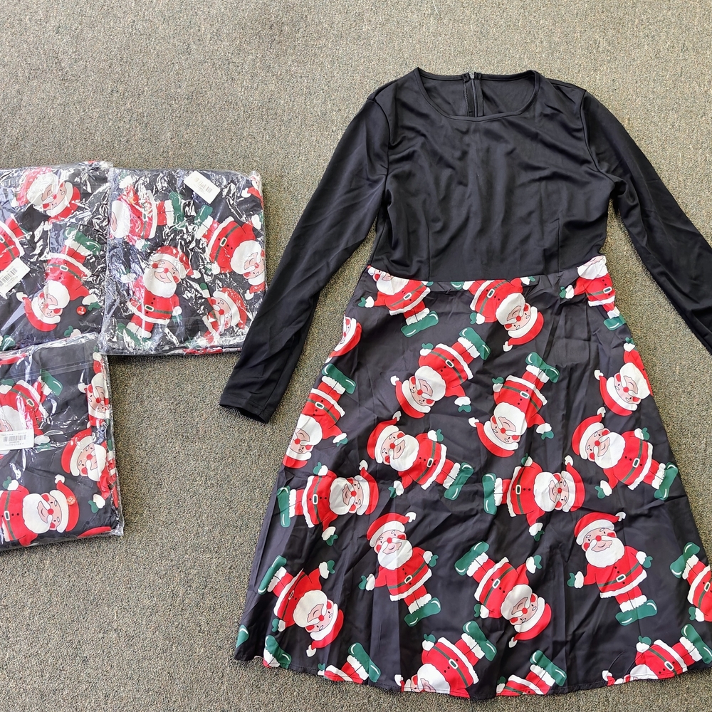 Festive Black Santa Kids Dress
